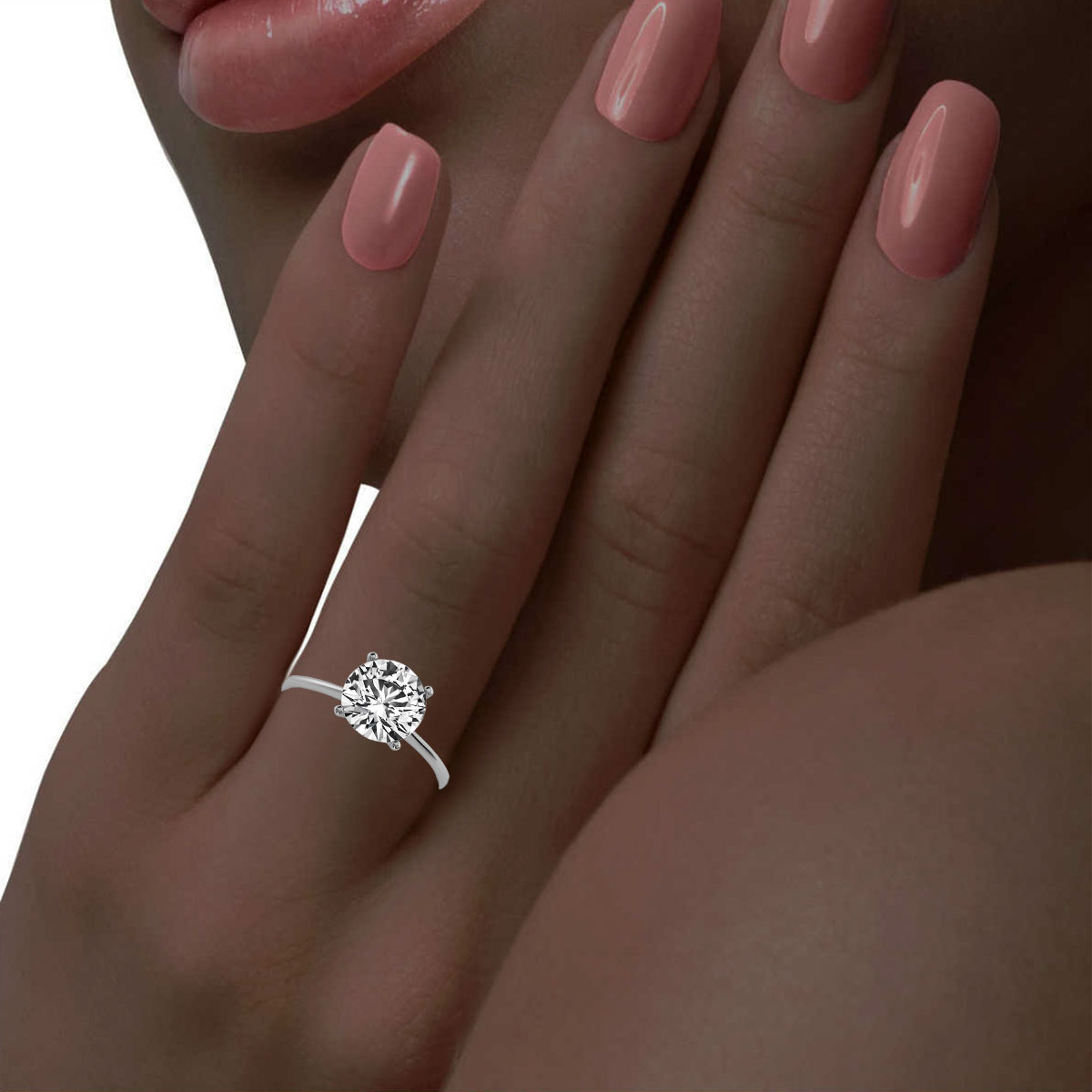 14K White Gold Reli Minimalist 1MM Solitaire Ring 